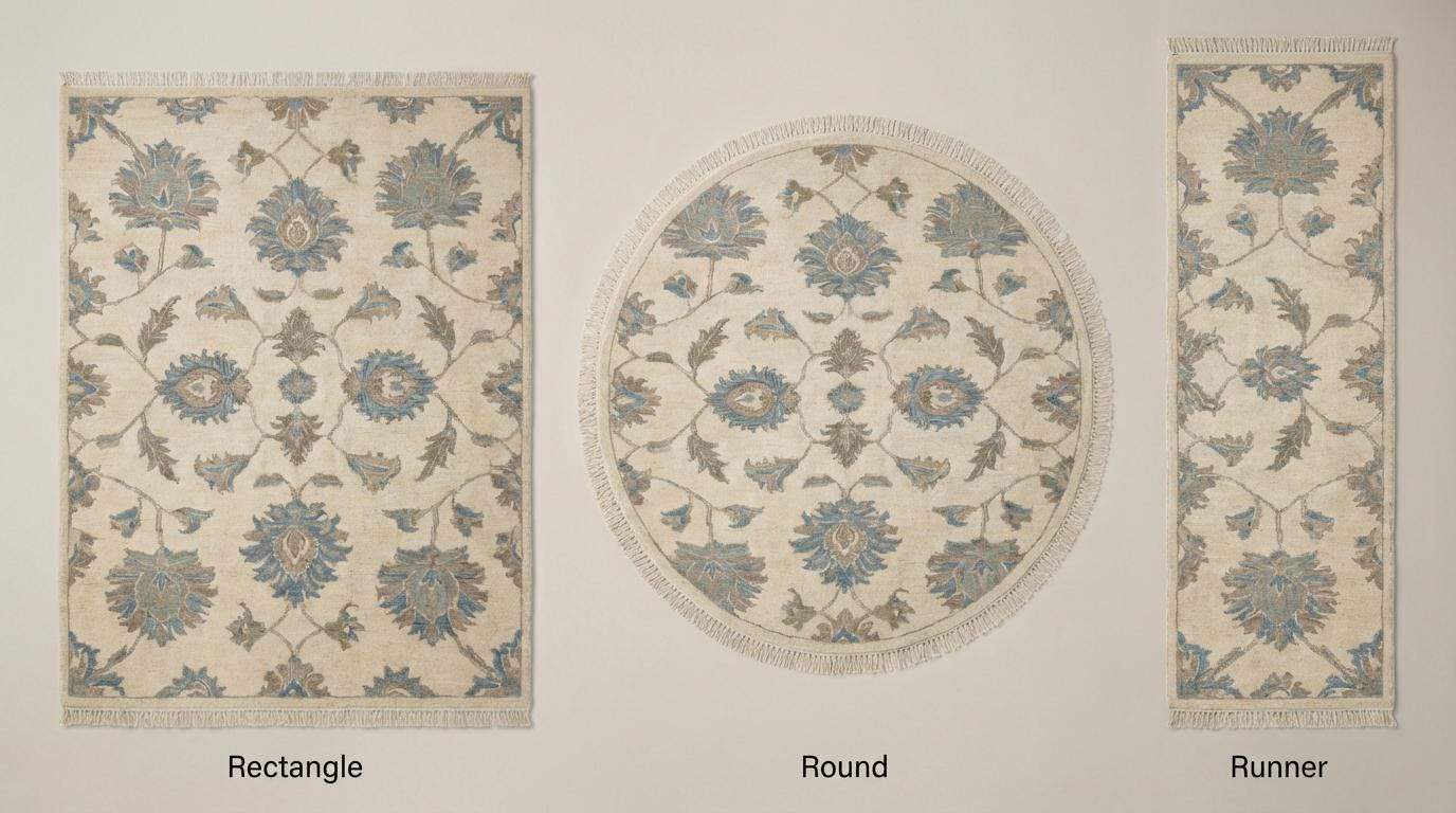 Hand Knotted Oushak Wool Rug, Floral Neutral Living Room Area Carpet