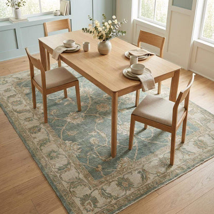 Hand Knotted Oushak Wool Rug Sage Green Floral Area Rug