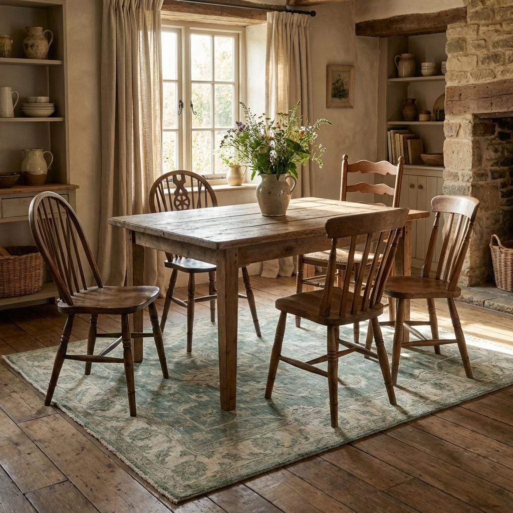Hand knotted Oushak wool rug with sage green vintage floral design in Persian style