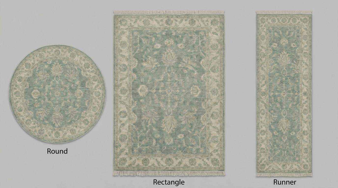Hand knotted Oushak wool rug in sage green with vintage floral Persian design, 8x10 traditional area rug.