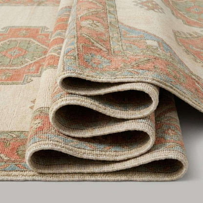 Hand Knotted Oushak 6x9 8x10 9x12 10x14 Rug Ivory Terracotta Geometric Medallion Living Room Wool Area Rug __etsy:7779017011