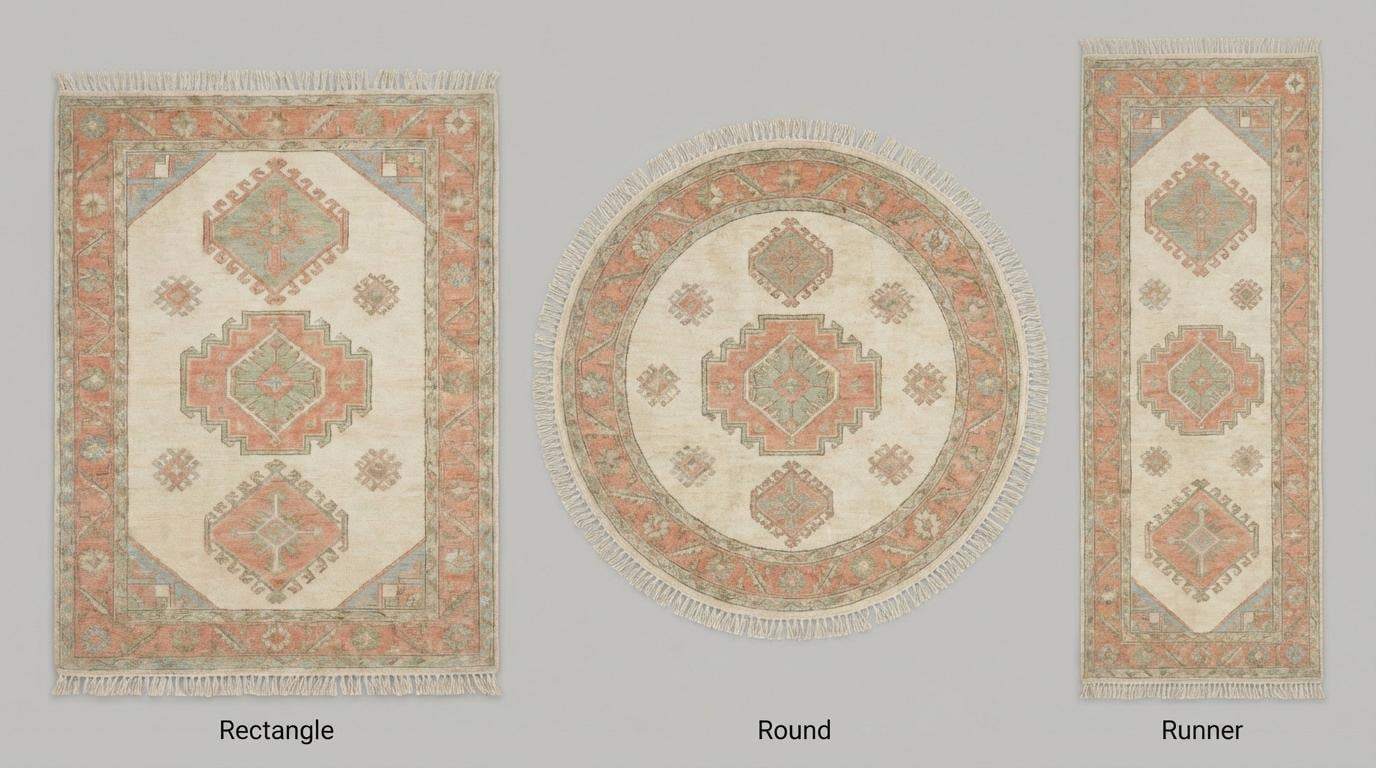 Hand Knotted Oushak 6x9 8x10 9x12 10x14 Rug Ivory Terracotta Geometric Medallion Living Room Wool Area Rug __etsy:7731068790