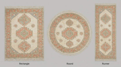 Hand Knotted Oushak 6x9 8x10 9x12 10x14 Rug Ivory Terracotta Geometric Medallion Living Room Wool Area Rug __etsy:7731068790