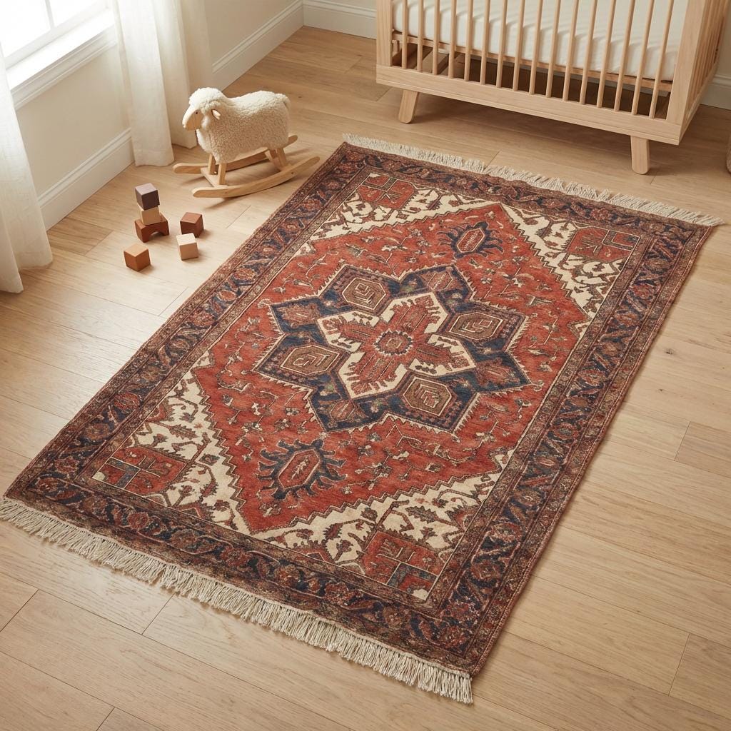 Hand Knotted Persian Medallion Wool Area Rug
