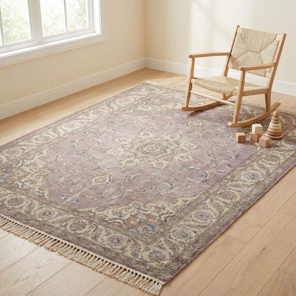Premium handmade wool rug showcasing natural color variation and hand knotted construction