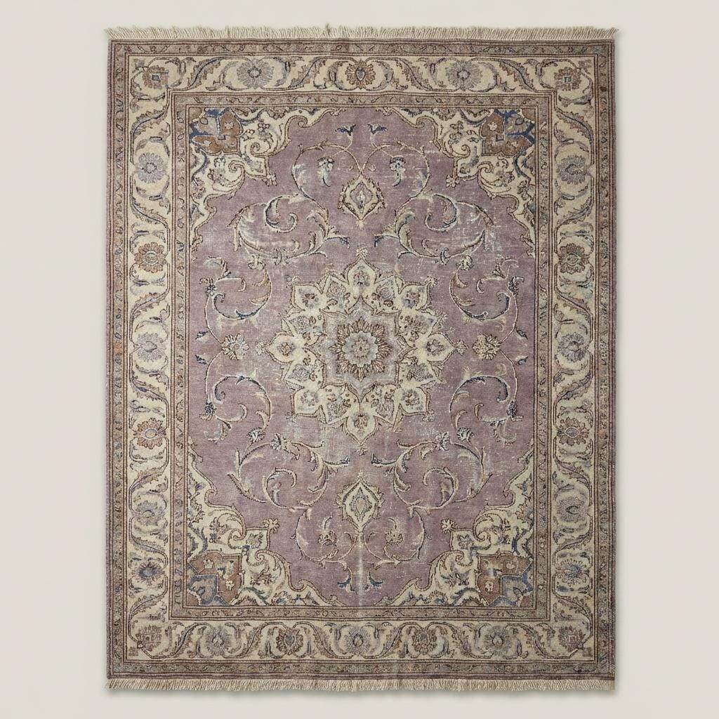 Traditional Persian style wool rug with floral medallion and ornate border design