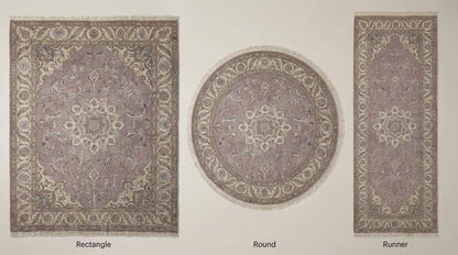 Hand Knotted Persian Medallion Wool Area Rug in Soft Lavender Tones