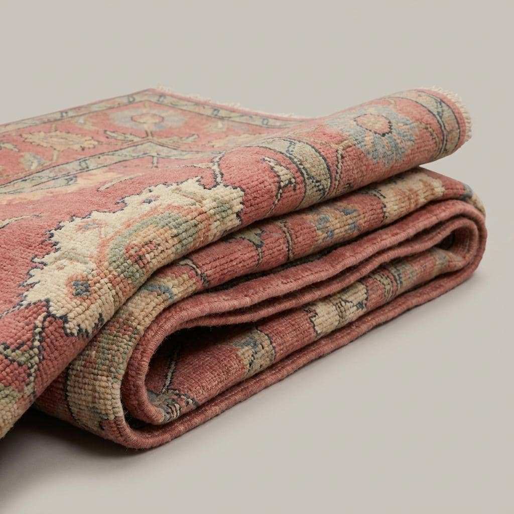 Hand Knotted Pink Oushak Rug, Floral Area Carpet for Living Room, Vintage Turkish Style Wool Rug __etsy:8071435056