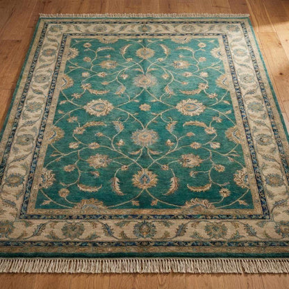 Traditional Persian style carpet styling suitable for transitional living room decor.