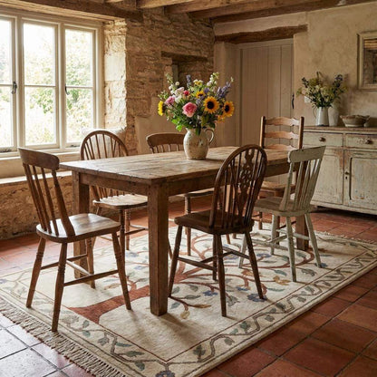 Elegant tree of life hand knotted rug styled with modern furniture creating cozy and inviting home decor __etsy:7917706282