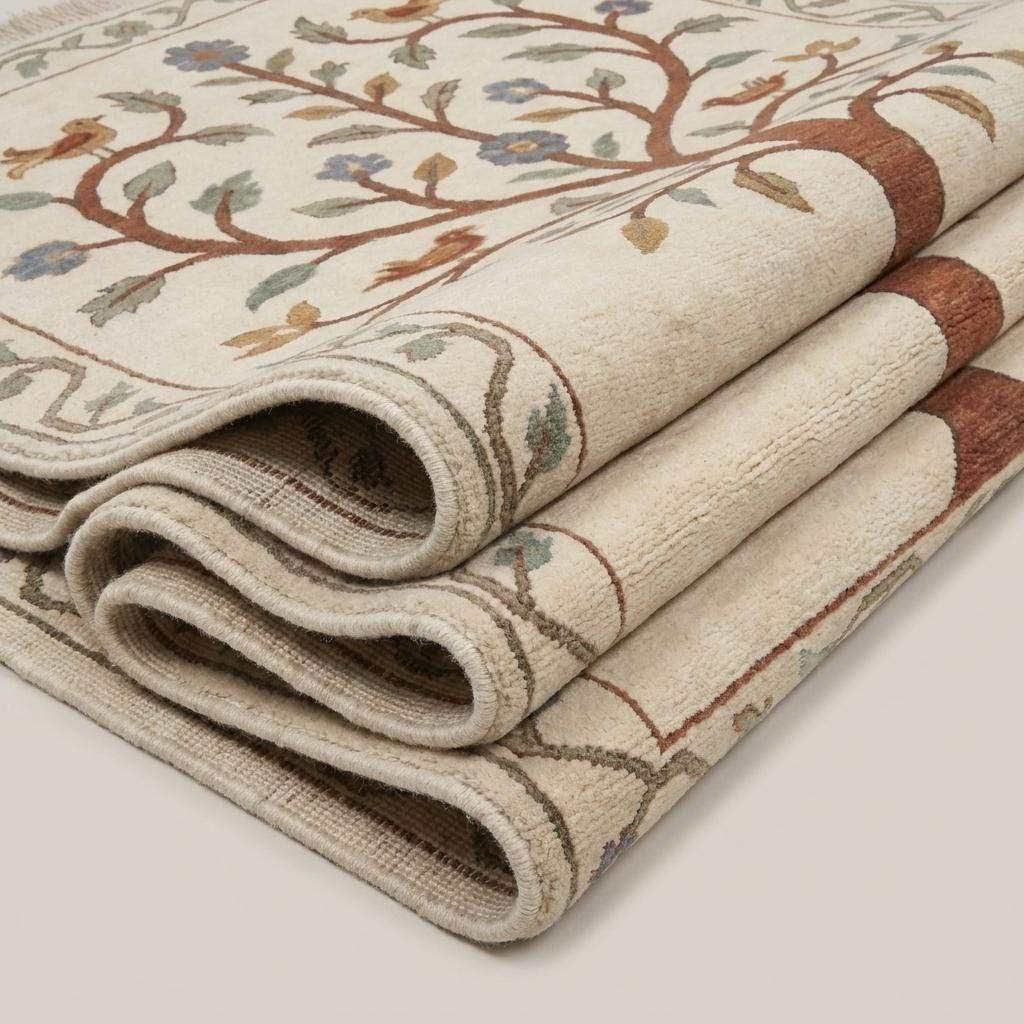 Hand Knotted Tree of Life Rug Floral Bird Carpet Oushak Style Wool Area Rug Living Room Decor __etsy:7965657225