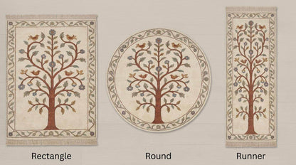 Hand Knotted Tree of Life Rug Floral Bird Carpet Oushak Style Wool Area Rug Living Room Decor __etsy:7917706244