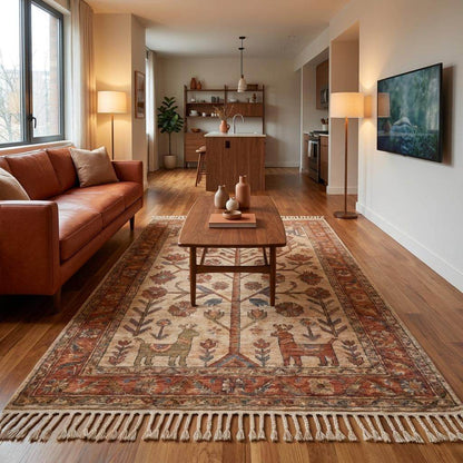 Premium handmade tribal area rug with heritage pattern for bedroom living room or study decor __etsy:7950305894