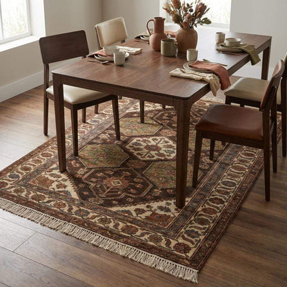 Hand Knotted Tribal Wool Area Rug with Geometric Medallion Design