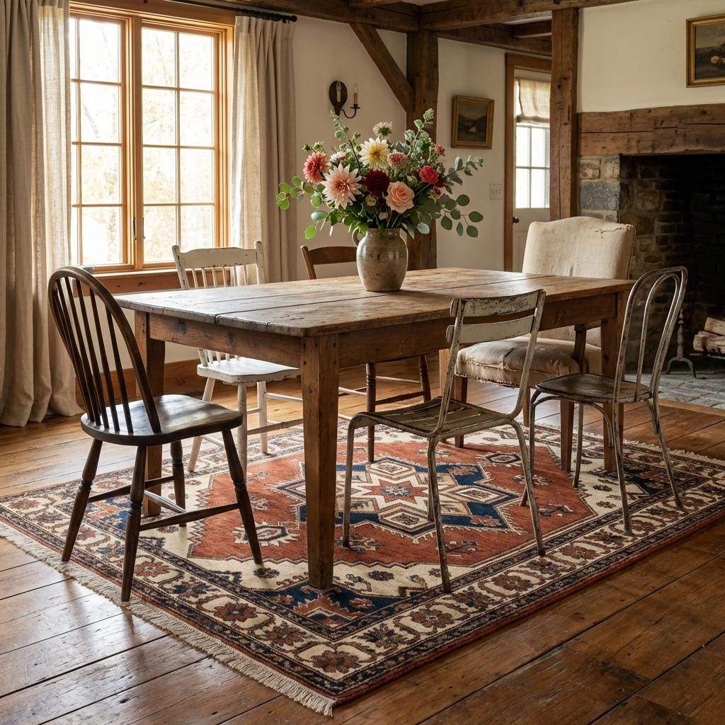 Hand Knotted Tribal Wool Area Rug with Geometric Medallion Design