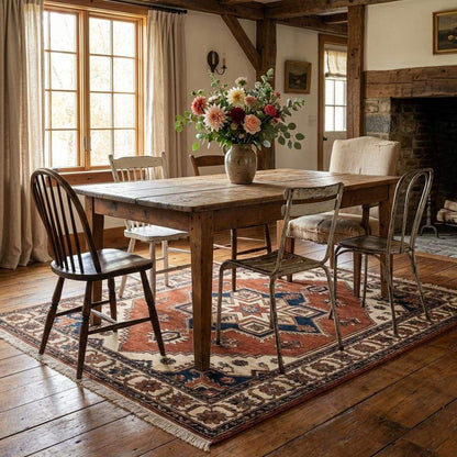 Hand Knotted Tribal Wool Area Rug with Geometric Medallion Design