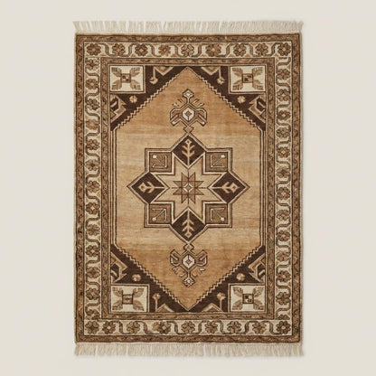 Hand Knotted Tribal Wool Rug, Geometric Medallion Rustic Area Carpet
