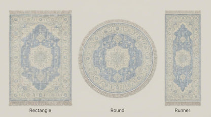 Hand Knotted Vintage Persian Style Blue Medallion Wool Area Rug