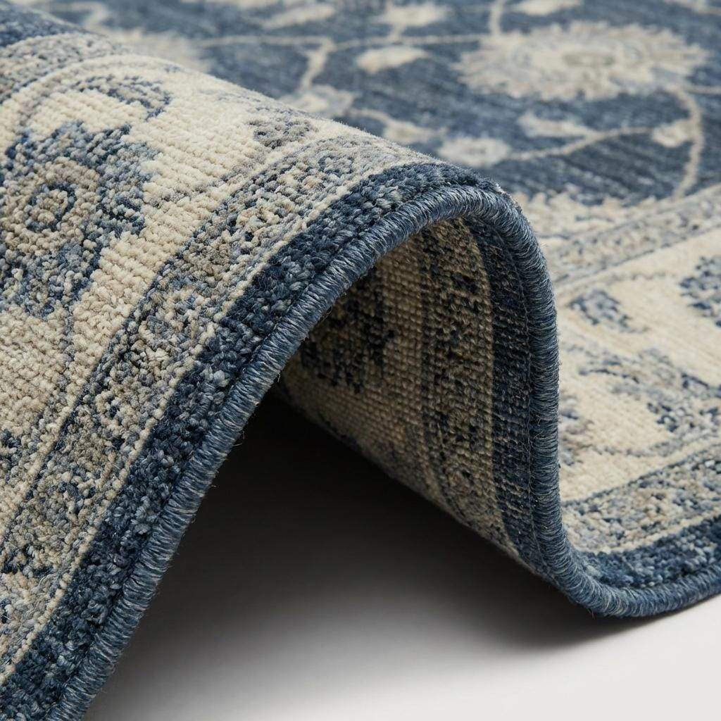 Hand Knotted Wool Rug, 8x10 Navy Blue Oushak Rug, Large Transitional Floral Area Rug, Traditional Persian Carpet for Living Room __etsy:7636050834
