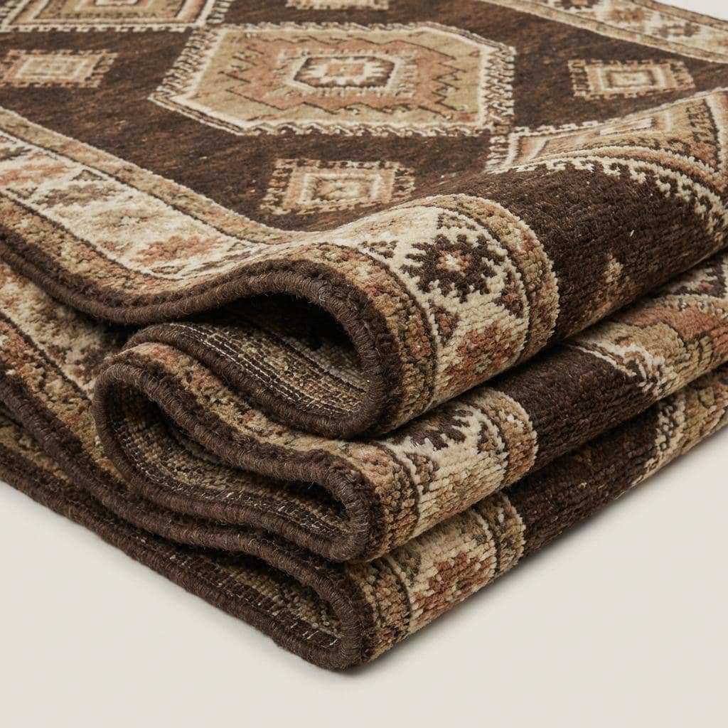 Hand Knotted Wool Tribal Area Rug, Rustic Geometric Living Room Decor