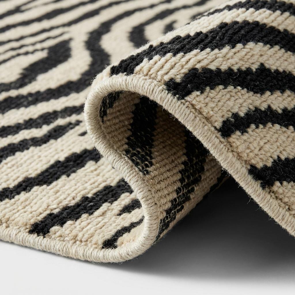 Close-up of hand knotted wool pile showing dense knots, natural texture, and artisan craftsmanship