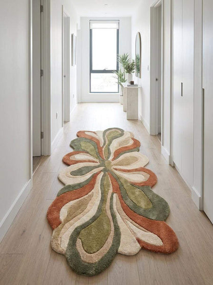 Sculpted hand tufted area rug with earthy tones adding texture and depth to home decor __etsy:8022692391