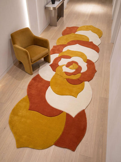 Hand Tufted Abstract Runner Rug Carpet, Modern Floral Hallway Rug, Irregular Shape Wool Carpet for Entryway Decor __etsy:7974735128