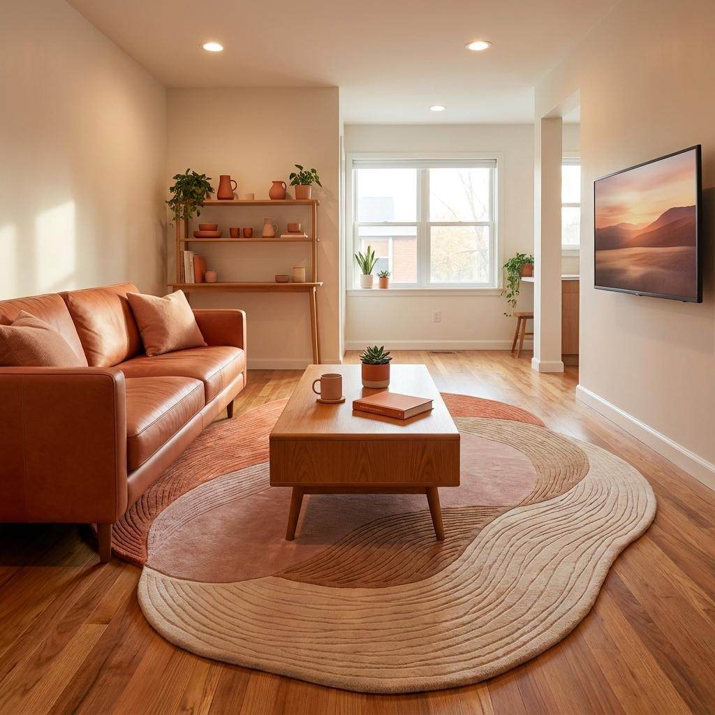 Hand Tufted Abstract Wool Rug, Irregular Shape Carpet for Living Room, Modern Organic Area Rug __etsy:8055237935