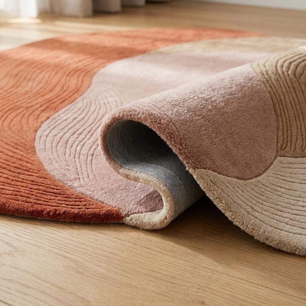 Hand Tufted Abstract Wool Rug, Irregular Shape Carpet for Living Room, Modern Organic Area Rug __etsy:8007323638