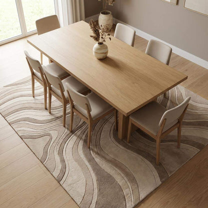Hand Tufted Abstract Wool Rug, Neutral Wavy Line Carpet for Modern Living Room, Contemporary Beige Area Rug __etsy:8091705542