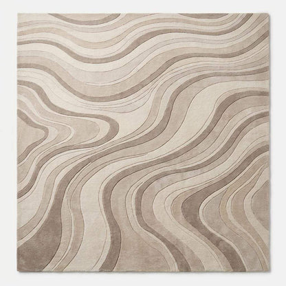 Modern abstract area rug with organic contour line design in soft neutral colors suitable for contemporary interiors. __etsy:8091705530
