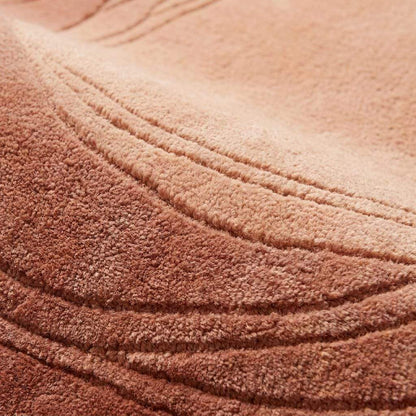 Close-up of hand tufted wool rug texture showing dense cut pile, carved contour lines, and soft premium wool fibers __etsy:8007287530