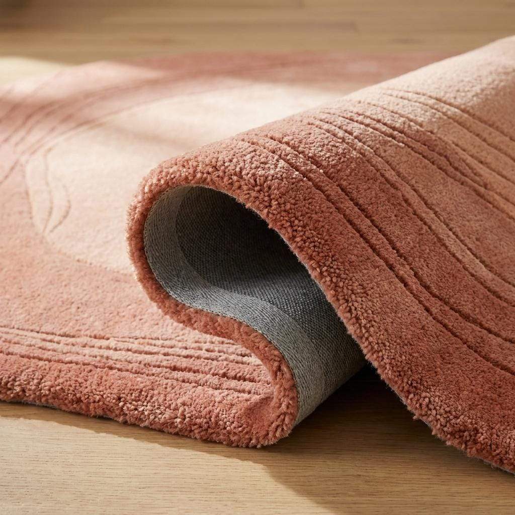 Hand Tufted Abstract Wool Rug, Organic Shape Carpet for Modern Living Room, Contemporary Peach Area Rug __etsy:8007287498