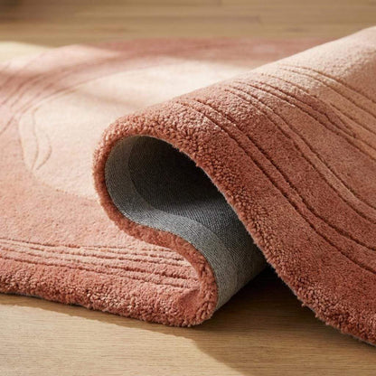 Hand Tufted Abstract Wool Rug, Organic Shape Carpet for Modern Living Room, Contemporary Peach Area Rug __etsy:8007287498