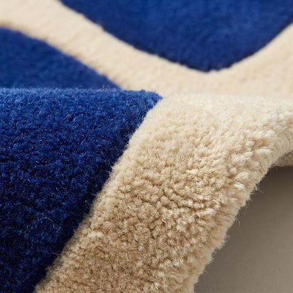 Hand Tufted Blue Geometric Rug, Modern Abstract Carpet for Living Room Decor, Contemporary Wool Area Rug __etsy:8131748415