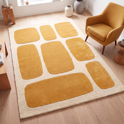 Hand Tufted Blue Geometric Rug, Modern Abstract Carpet for Living Room Decor, Contemporary Wool Area Rug __etsy:8083842732