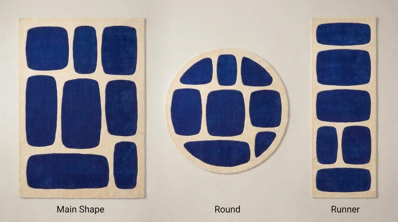 Handmade geometric rug collection style suitable for rectangle area rugs, runner rugs, hallway runners, and custom rug formats __etsy:8083837448
