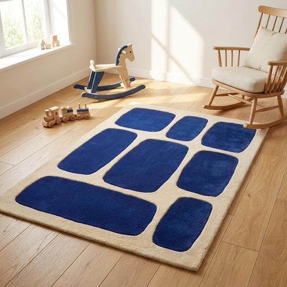 Luxury handmade contemporary rug combining abstract art influences with durable wool craftsmanship for living spaces __etsy:8083837474