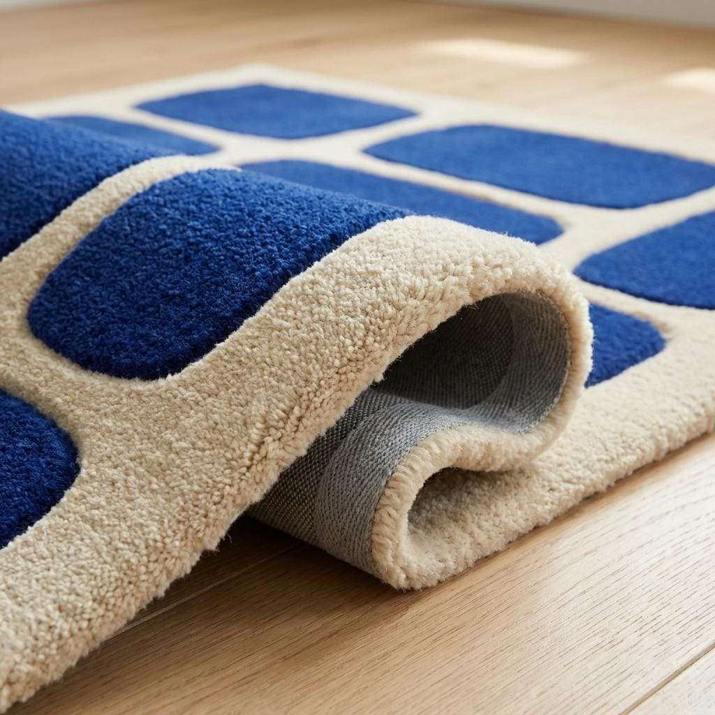 Hand Tufted Blue Geometric Rug, Modern Abstract Carpet for Living Room Decor, Contemporary Wool Area Rug __etsy:8083837488