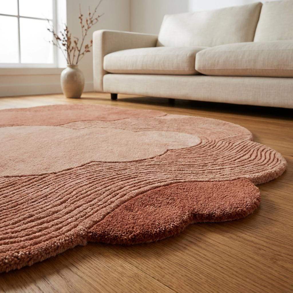 Hand Tufted Cloud Shape Irregular Rug, Abstract Pink Carpet for Nursery Living Room, Modern Organic Area Rug __etsy:8053847897