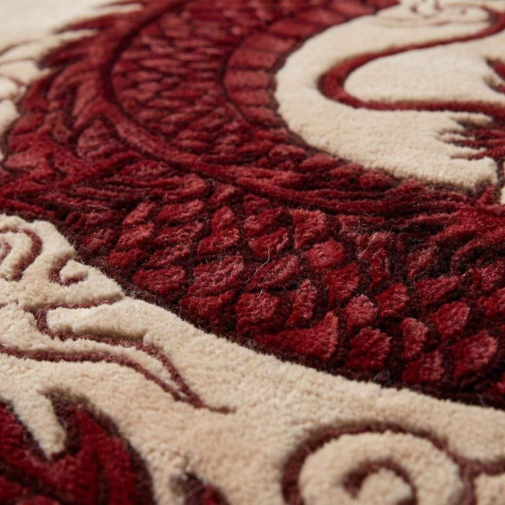 Hand Tufted Dragon Rug, Red Oriental Carpet for Living Room, Japanese Style Area Rug, Gothic Decor __etsy:8111062441
