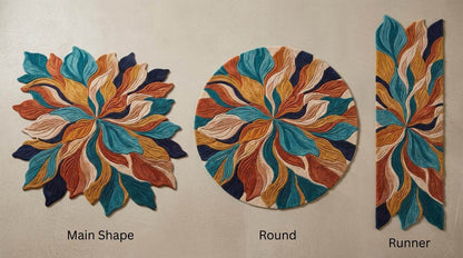 Custom handmade rug available in floral shape, round, rectangle, runner and hallway carpet formats for modern home decor. __etsy:8083894772