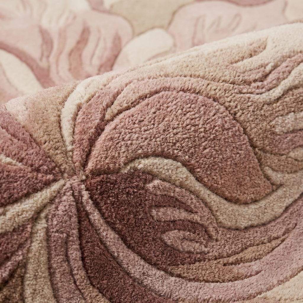 Close-up of hand tufted wool rug showing dense plush pile with carved floral pattern and soft textured surface __etsy:7869521356