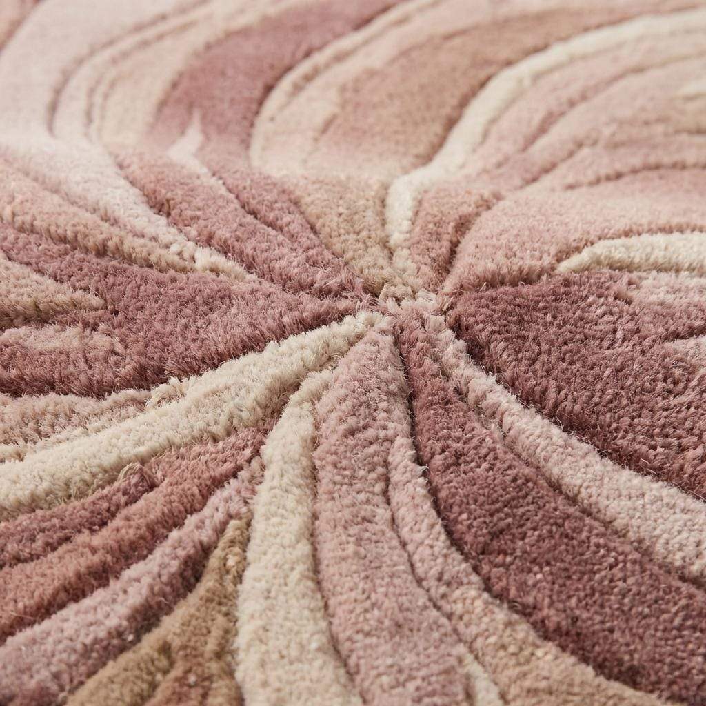 Hand Tufted Floral Area Rug Pink Wool Carpet, Modern Sculpted Botanical Living Room Rug, Blush Beige Bedroom Decor __etsy:7917475191