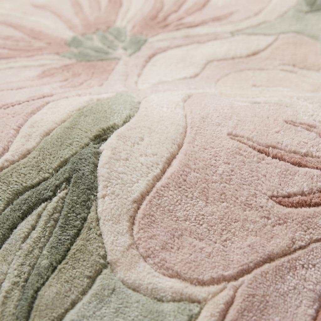 Hand Tufted Floral Rug, Irregular Flower Carpet for Living Room, Pink Botanical Area Rug Home Decor __etsy:8022433520