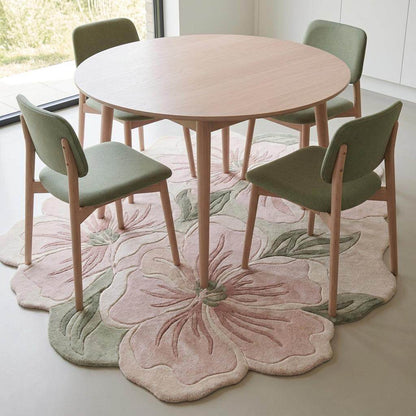 Hand Tufted Floral Rug, Irregular Flower Carpet for Living Room, Pink Botanical Area Rug Home Decor __etsy:8022433478