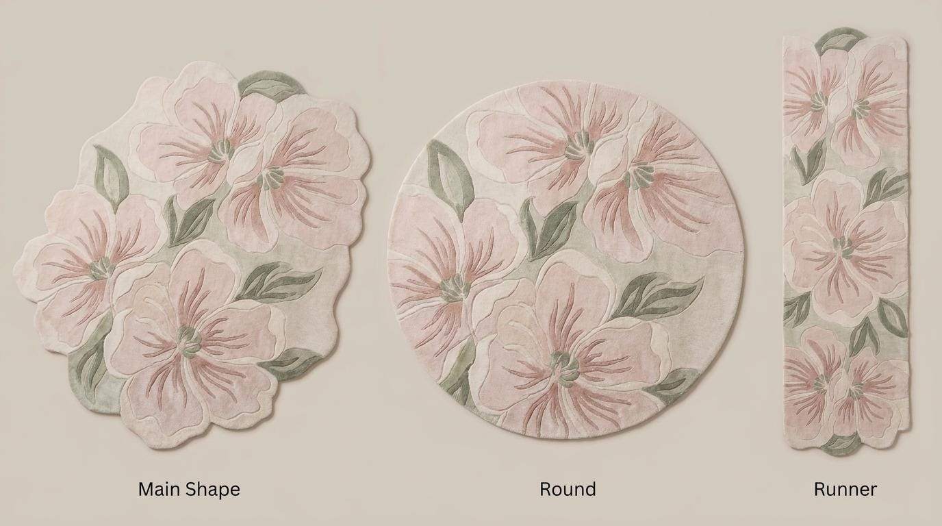 Custom floral rug available in irregular, rectangle, round, runner, and hallway carpet size options __etsy:8022433436