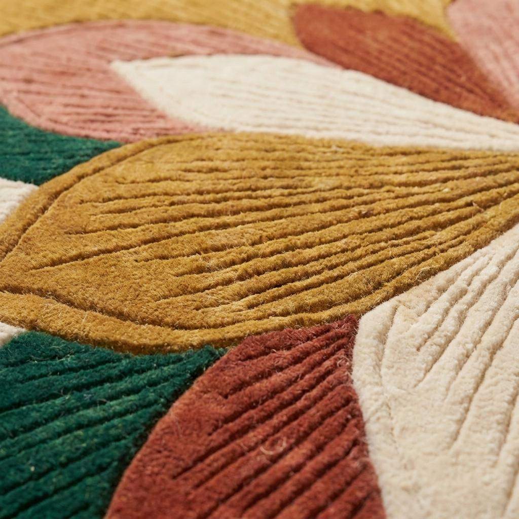Hand Tufted Floral Rug, Large Irregular Flower Shape Carpet for Living Room, Modern Botanical Wool Area Rug __etsy:8005914958