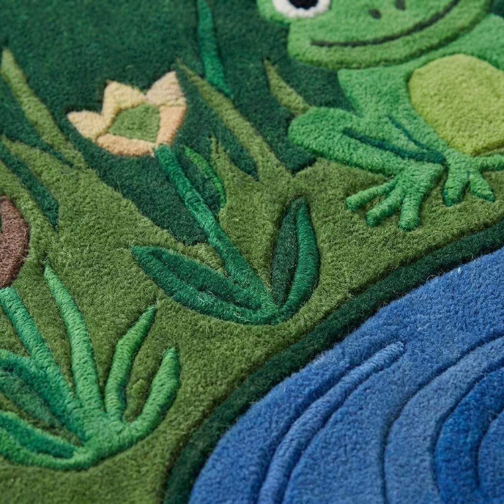 Hand Tufted Kids Jungle Rug Carpet, Frog Pond Playroom Area Rug, Green Botanical Nursery Decor, Nature Theme Kids Room __etsy:7938691234