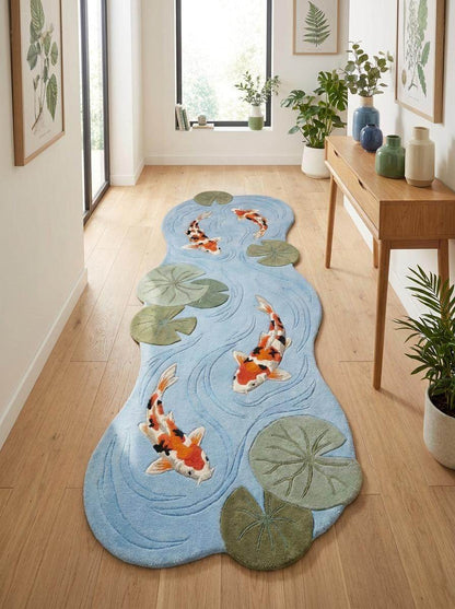 Organic shaped runner rug suitable for hallway spaces, narrow walkways, entry areas, and custom runner layouts __etsy:8092972108